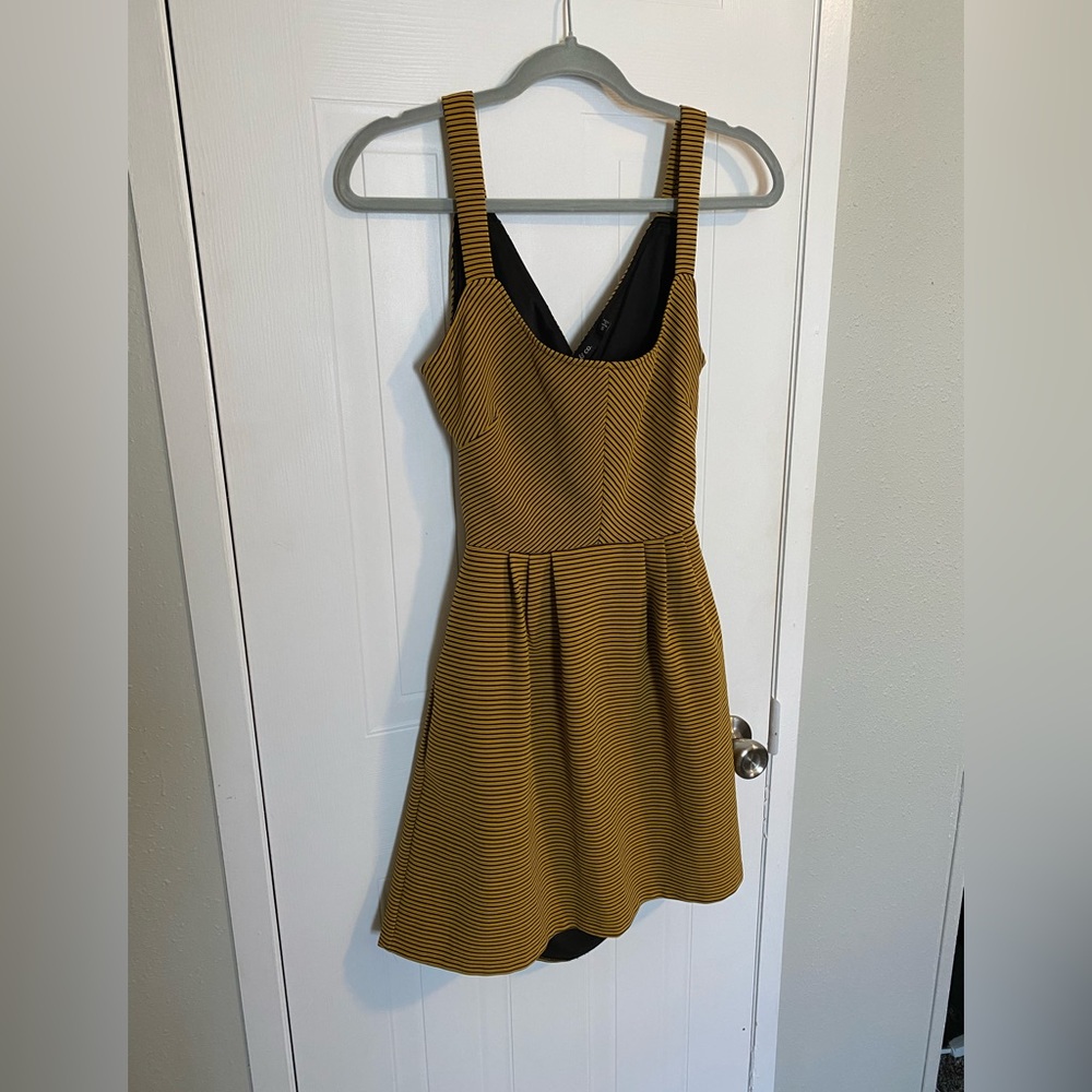 Ark and Co mustard and black striped dress